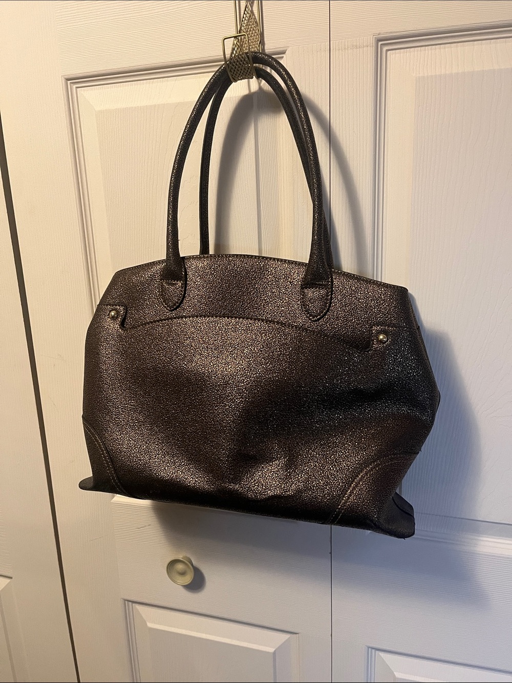 London Fog Metallic Brown Tote Shoulder Bag